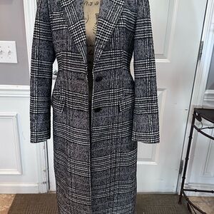 Express Black and White Plaid Trench Coat